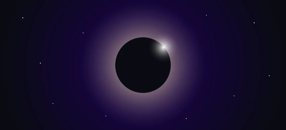 A total solar eclipse with the diamond ring effect on a starry purple sky